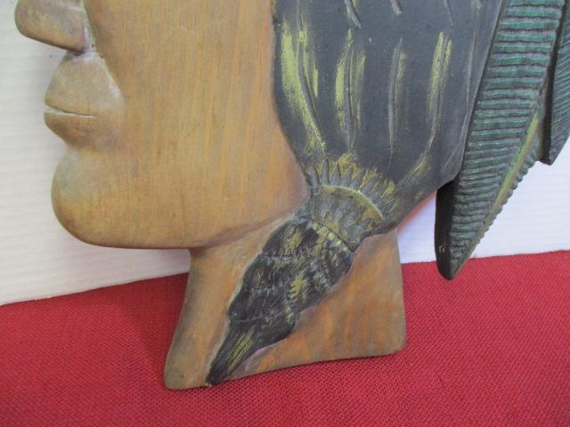 Native American Hand Carved Artist Signed Wall Hanging