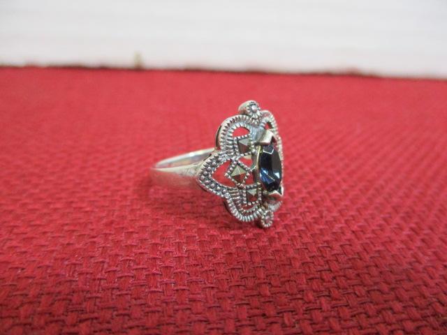 Sterling Silver Ladies' Estate Ring-Blue Sapphire