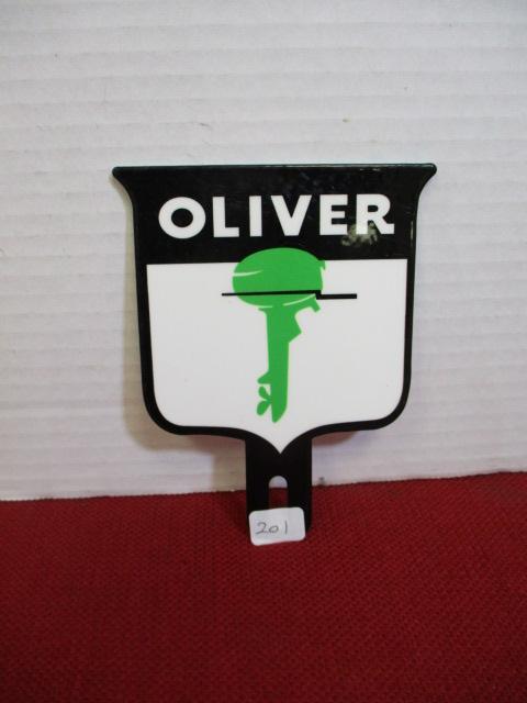 Porcelain License Plate Topper-Oliver Boat Motors