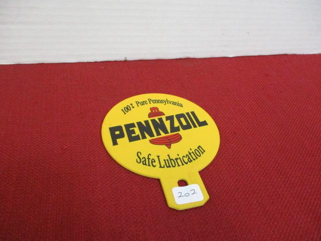Porcelain License Plate Topper-Pennzoil
