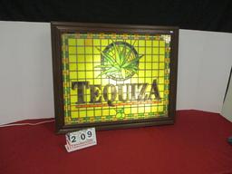 Tequiza Faux Stained Glass Faced Lightup Advertising Sign