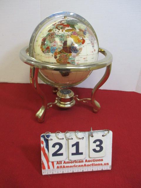 Gemstone World Globe w/ Compass Tri-Pod Footed Stand