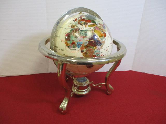 Gemstone World Globe w/ Compass Tri-Pod Footed Stand