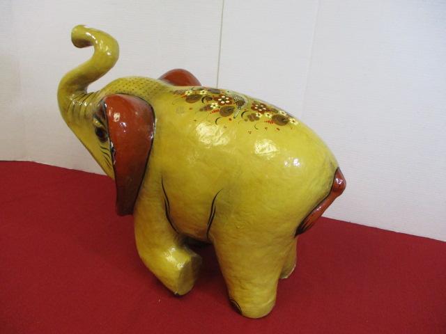 Seriems Signed Paper Mache Decorated Elephant