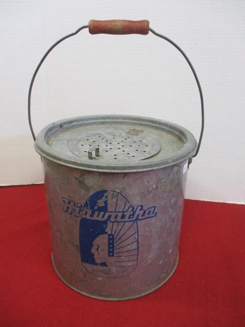 Hiawatha Galvanized Minnow Pail w/ Native American Graphic