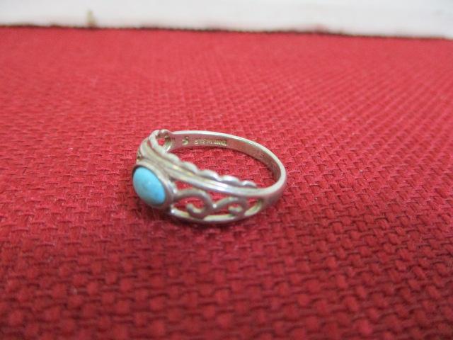 Sterling Silver Ladies' Estate Ring-Turquoise