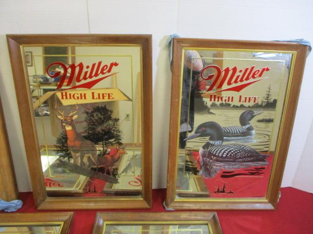 Miller Wildlife Series 2 Advertising Mirrors-Lot of 5 (Missing Trout Mirror)