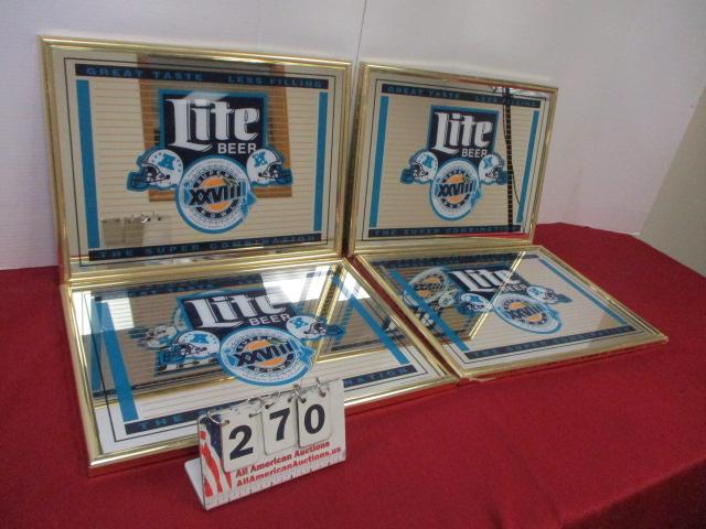 DEALER SPECIAL-Super Bowl XXVIII Miller Lite Advertising Mirrors-Lot of 4