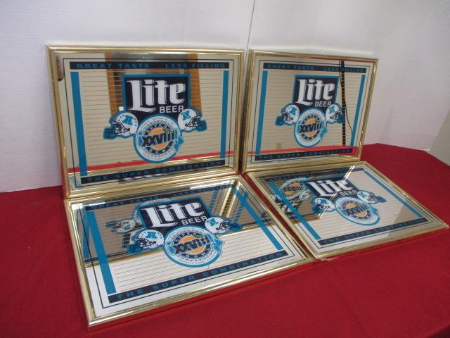 DEALER SPECIAL-Super Bowl XXVIII Miller Lite Advertising Mirrors-Lot of 4