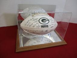 Mike Sherman Era Auto Pen Team Signed Green Bay Packer Football w/ Case