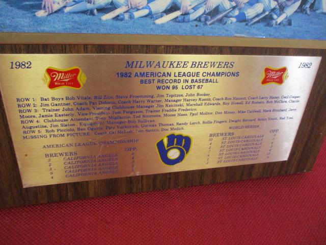 1982 Milwaukee Brewers Miller High Life Team Plaque