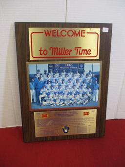 1982 Milwaukee Brewers Miller High Life Team Plaque