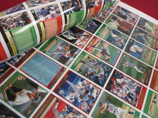 1998 Topps Uncut Sheet of Baseball Trading Cards