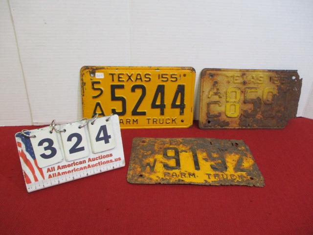 1955 Texas Truck License Plates-Lot of 3