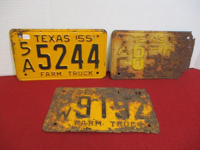 1955 Texas Truck License Plates-Lot of 3
