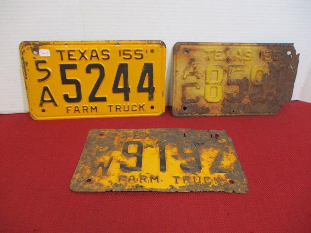 1955 Texas Truck License Plates-Lot of 3