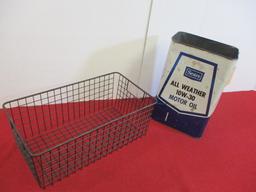 Sears 10 Quart Motor Oil Can w/ Wire Basket