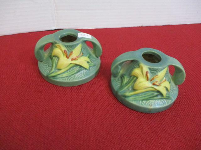 Roseville #1162 2" Matching Candlestick Holders