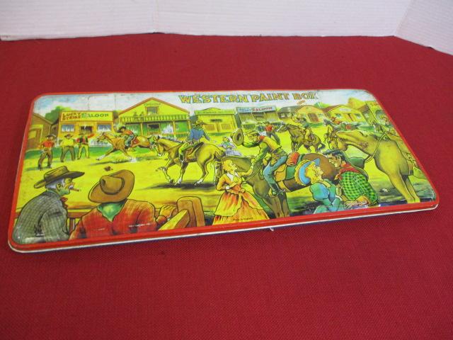 Tin Lithograph Western Paint Box