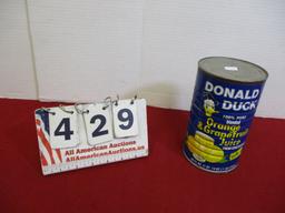 Donald Duck Juice Advertising Tin