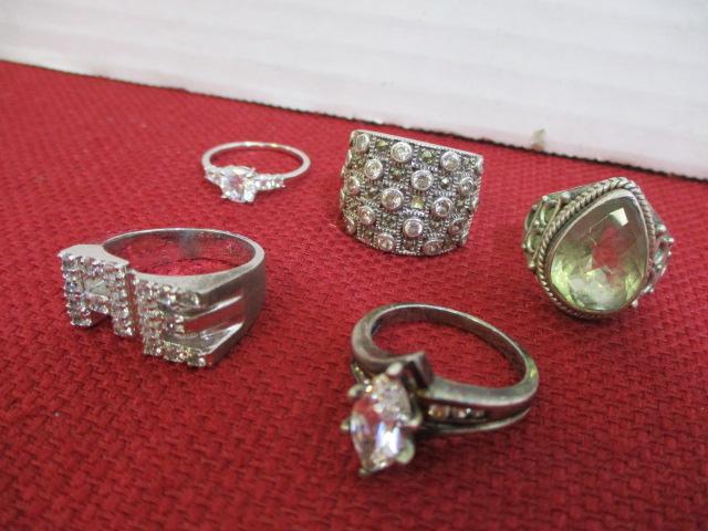 Sterling Silver Bling Rings-Lot of 5