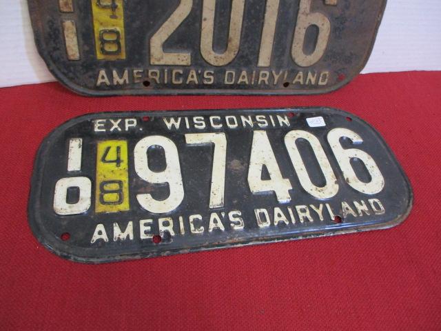 1940's Wisconsin License Plates (Pair)