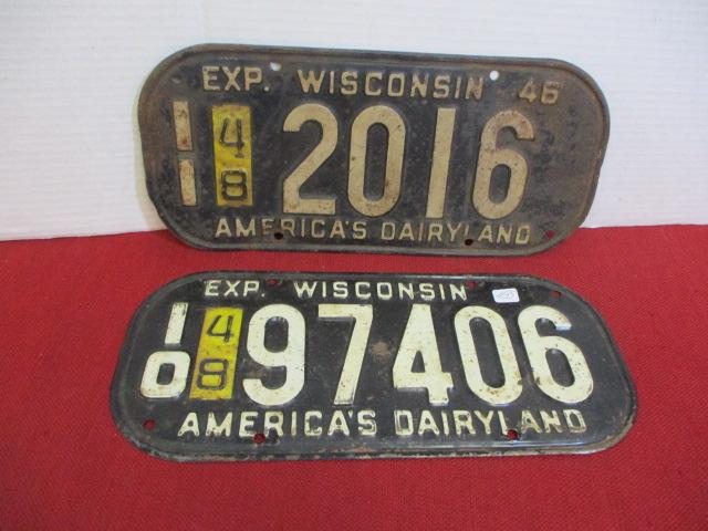 1940's Wisconsin License Plates (Pair)