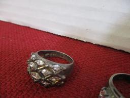 Sterling Silver Bling Rings-Lot of 5