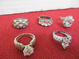 Sterling Silver Bling Rings-Lot of 5