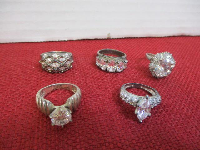 Sterling Silver Bling Rings-Lot of 5