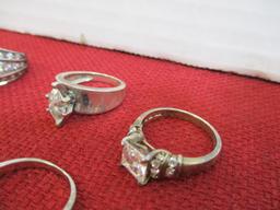 Sterling Silver Bling Rings-Lot of 5