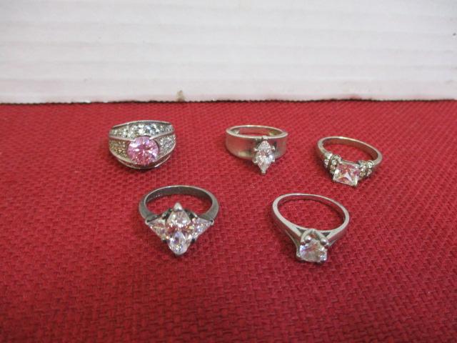 Sterling Silver Bling Rings-Lot of 5