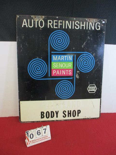 Martin Senour Paints 2-Sided Original Body Shop Advertising Sign