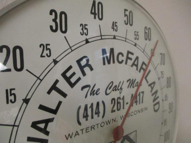 *LOCAL ITEM-Glass Face Metal Can Vintage Advertising Thermometer