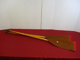 Antique 2-Piece Wood and Brass Sculling Paddle