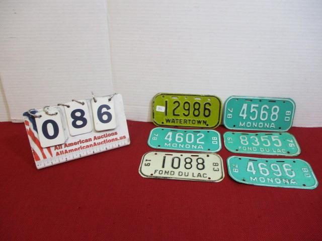 Vintage Wisconsin Bicycle License Plates-Lot of 6