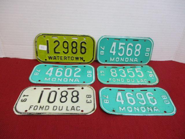 Vintage Wisconsin Bicycle License Plates-Lot of 6