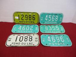 Vintage Wisconsin Bicycle License Plates-Lot of 6