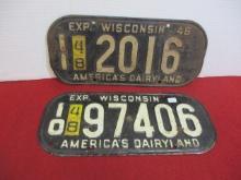 1940's Wisconsin License Plates (Pair)
