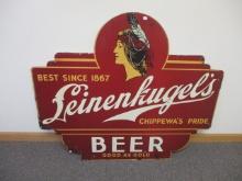 Leinenkugel's Tin Advertising Sign w/ Native American Graphic