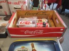 Coca-Cola Wooden Advertising Crate with Extras