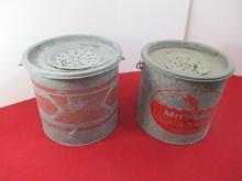 Pair of Galvanized Vintage Minnow Buckets