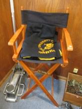Director's Chair with Vintage University of Wisconsin Oshkosh Wool Blanket