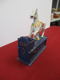 Trick Pony Cast Iron Carousel Mechanical Coin Bank