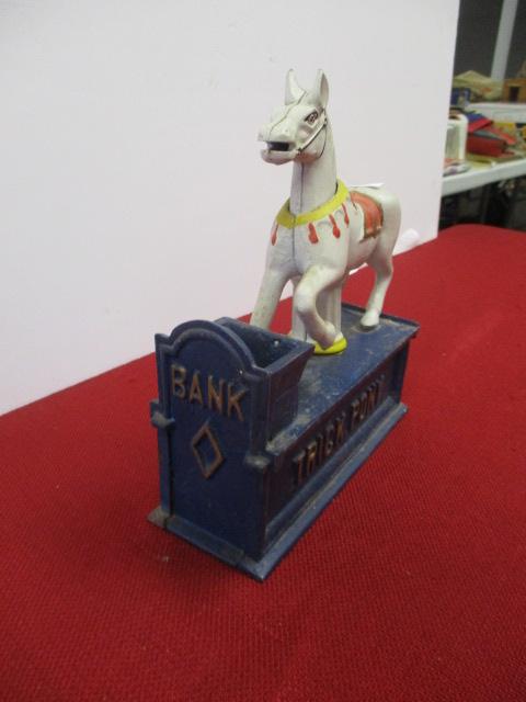 Trick Pony Cast Iron Carousel Mechanical Coin Bank