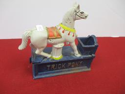 Trick Pony Cast Iron Carousel Mechanical Coin Bank