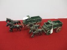Pair of Horse Drawn Cast Aluminum Wagons