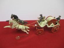 Cast Iron Horse Drawn Fire Brigade Wagon w/ Riders