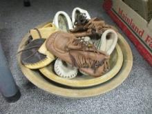 Wooden Bowl + Native American Moccasin Mixed Lot