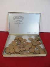 Sweet Caporal Cigarettes Advertising Tin with Wheat Pennies